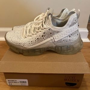 WOMENS maxima-r white multi Steve Madden rhinestone sneaker
